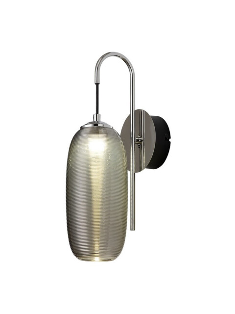 Jamestown Switched Wall Lamp, 1 x 6W LED, 4000K, 720lm, Polished Chrome, Black With Smoke Glass, 3yrs Warranty - image 1