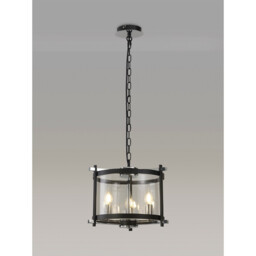 Nolan Single 36cm Pendant 3 Light E14 Black With Polished Chrome Detail And Clear Glass - thumbnail 2