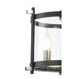 Nolan Single 36cm Pendant 3 Light E14 Black With Polished Chrome Detail And Clear Glass - thumbnail 5