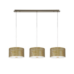 Baymont Antique Brass 3 Light E27 Linear Pendant With 30cm x 17cm Gold Leaf Shade 2m - thumbnail 5