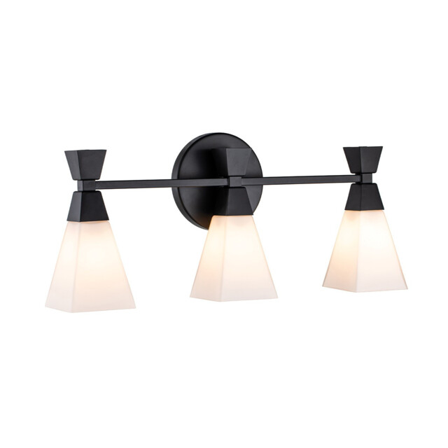 Bowtie 3 Light Bathroom Wall Lamp, Matte Black IP44 - image 1