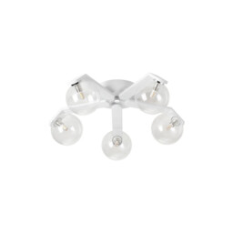 Cortland 54cm Flush Ceiling, 5 Light G9, IP44, White/Polished Chrome/Clear Smooth Round Glass - thumbnail 5