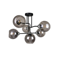 Cosmo Multi Arm Semi Flush Ceiling Light Black, Silver, 55cm, 6x E27