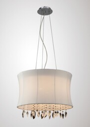 Niki Ceiling Pendant 4 Light with White Shade Polished Chrome, Clear Crystal - thumbnail 2