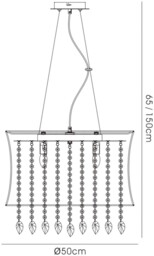 Niki Ceiling Pendant 4 Light with White Shade Polished Chrome, Clear Crystal - thumbnail 3