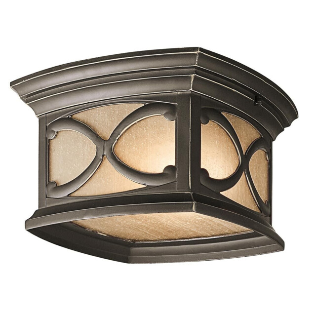 Franceasi 2 Light Flush Mount Outdoor Ceiling Light Olde Bronze IP44, E27 - image 1