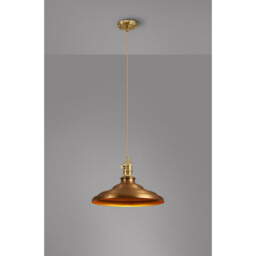 Moravia 35cm 1 Light Braided Pendant, Round Tiered Metal Shade, Brass/Pale Gold/Brass/Gold - thumbnail 3