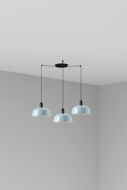 Tatawin Medium Cluster Pendant Ceiling Light Satin Black, Gloss Grayish Blue 3x E27