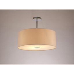 Baymont Polished Chrome E27 Semi Flush With 50cm x 20cm Dual Faux Silk Shade, Nude Beige/Moonlight - thumbnail 2