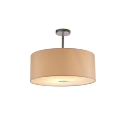 Baymont Polished Chrome E27 Semi Flush With 50cm x 20cm Dual Faux Silk Shade, Nude Beige/Moonlight