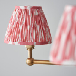 Santiago Brushed Aged Brass Plate Pendant Light with Coral Pink Fabric Ikat Shade 16cm 5x B22 - thumbnail 5