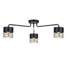 Elle Multi Arm Semi Flush Ceiling Light Black, 70cm, 3x E27