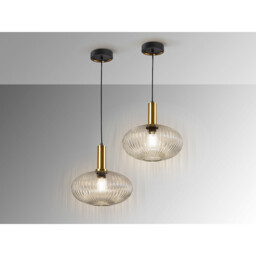 Norma Globe Pendant Ceiling Light Black, Brass, Clear Glass, E27 - thumbnail 5