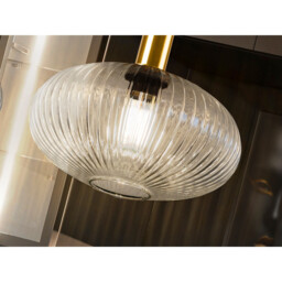 Norma Globe Pendant Ceiling Light Black, Brass, Clear Glass, E27 - thumbnail 3