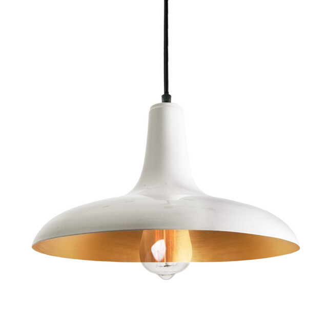 Fatima Moroccan Dome Pendant, White & Brushed Brass