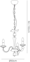 Nardini Ceiling Pendant Chandelier 3 Light Polished Chrome, Dark Brown Faux Leather, Crystal - thumbnail 3