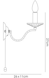 Niobe Wall Lamp Switched 1 Candle Light Polished Chrome, Crystal - thumbnail 3