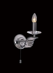 Niobe Wall Lamp Switched 1 Candle Light Polished Chrome, Crystal - thumbnail 2