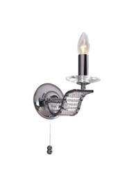 Niobe Wall Lamp Switched 1 Candle Light Polished Chrome, Crystal