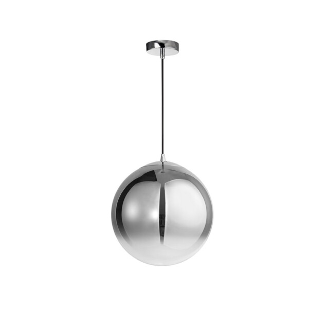 Ficato 30cm Globe Pendant Ceiling Light Smoke Glass Chrome Aluminium LED E27 - image 1
