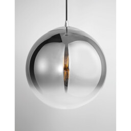 Ficato 30cm Globe Pendant Ceiling Light Smoke Glass Chrome Aluminium LED E27 - thumbnail 2