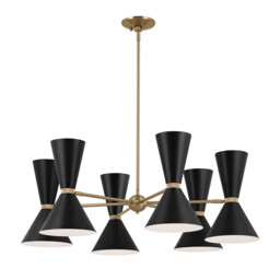 Kichler Phix Multi Arm Pendant Ceiling Light Contemporary Champagne Bronze, Black 12x E27 - thumbnail 1