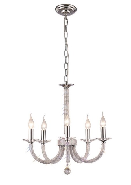 Elena Ceiling Pendant Chandelier 5 Light Polished Chrome, Crystal - image 1