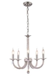 Elena Ceiling Pendant Chandelier 5 Light Polished Chrome, Crystal - thumbnail 1