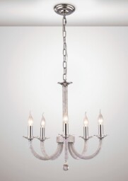 Elena Ceiling Pendant Chandelier 5 Light Polished Chrome, Crystal - thumbnail 2