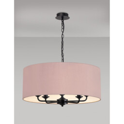 Banyan 5 Light Multi Arm Pendant With 60cm x 22cm Dual Faux Silk Fabric Shade Matt Black/Raw Cocoa - thumbnail 2