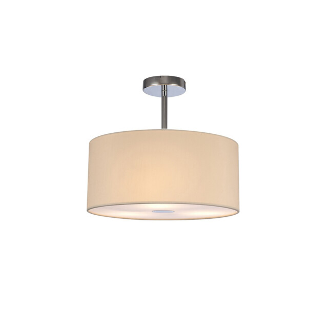 Baymont Polished Chrome 3 Light E27 Semi Flush With 40cm x 18cm Faux Silk Shade Ivory Pearl/White Laminate - image 1
