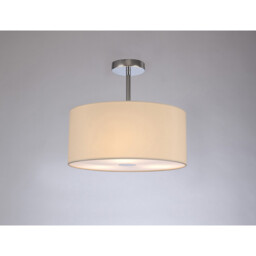 Baymont Polished Chrome 3 Light E27 Semi Flush With 40cm x 18cm Faux Silk Shade Ivory Pearl/White Laminate - thumbnail 2