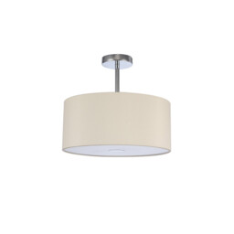 Baymont Polished Chrome 3 Light E27 Semi Flush With 40cm x 18cm Faux Silk Shade Ivory Pearl/White Laminate - thumbnail 5
