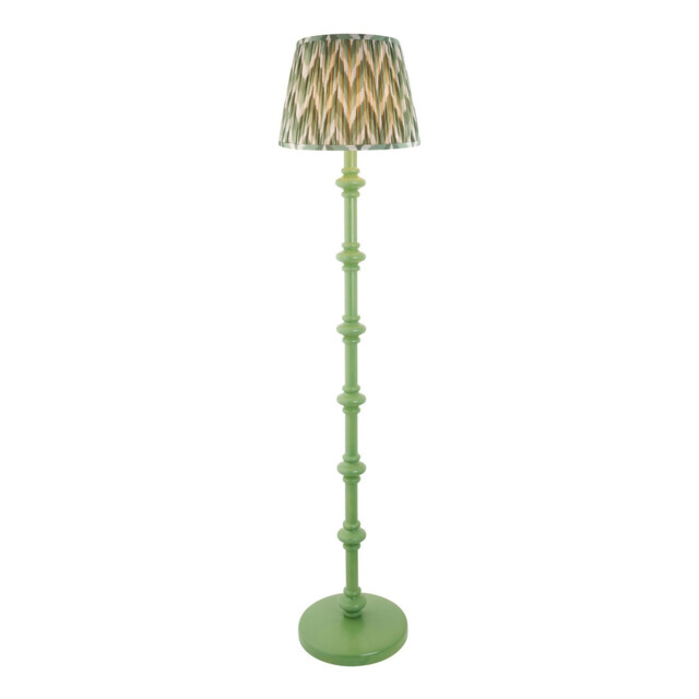 Carnaby Satin Cotswold Green Paint Floor Lamp with Cotswold Green Fabric Zigzag Shade 35cm B22 - image 1
