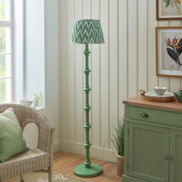 Carnaby Satin Cotswold Green Paint Floor Lamp with Cotswold Green Fabric Zigzag Shade 35cm B22 - thumbnail 3