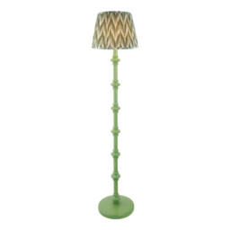 Carnaby Satin Cotswold Green Paint Floor Lamp with Cotswold Green Fabric Zigzag Shade 35cm B22