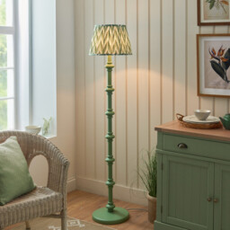 Carnaby Satin Cotswold Green Paint Floor Lamp with Cotswold Green Fabric Zigzag Shade 35cm B22 - thumbnail 2