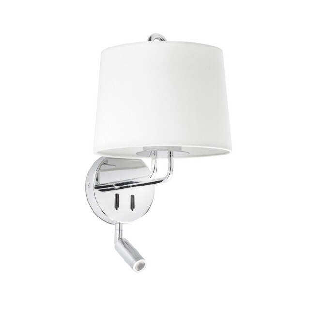 Montreal Chrome, White Shade Wall Lamp With Reading Light
