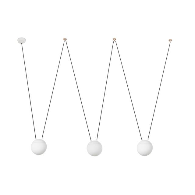 Mine 3 Light Ceiling Pendant White, Wood, E27 - image 1