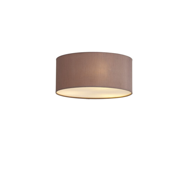 Baymont White 3 Light E27 Universal Flush Ceiling Fixture With 40cm x 18cm Dual Faux Silk Shade, Taupe/Halo Gold - image 1