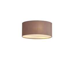 Baymont White 3 Light E27 Universal Flush Ceiling Fixture With 40cm x 18cm Dual Faux Silk Shade, Taupe/Halo Gold