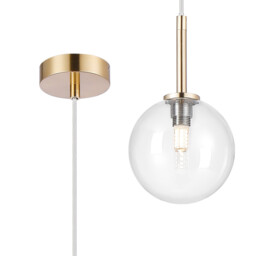 Tivoli 12cm Adjustable Pendant, 1 Light G9, IP44, Brass Gold/Clear Smooth Round Glass - thumbnail 1