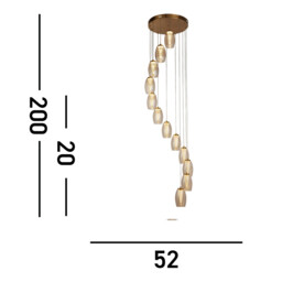 Cyclone 12 Light Pendant Bronze, Champagne Glass - thumbnail 3