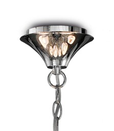 Andrea Ceiling Pendant 81.5cm Round, Polished Chrome, White Shades, Black Crystal Droplets - thumbnail 3