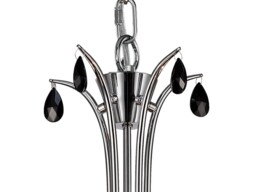 Andrea Ceiling Pendant 81.5cm Round, Polished Chrome, White Shades, Black Crystal Droplets - thumbnail 5