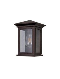 Hoosick Flush Wall Lamp, 1 x E27, IP54, Antique Bronze, Clear Seeded Glass - thumbnail 3