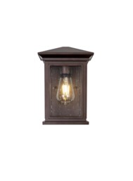 Hoosick Flush Wall Lamp, 1 x E27, IP54, Antique Bronze, Clear Seeded Glass - thumbnail 5