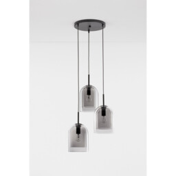 Velor 3 Light Cluster Pendant Ceiling Light Smoky Glass Black Cord Black Metal Base LED E27 - thumbnail 3