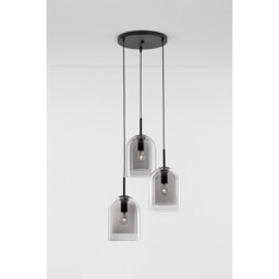 Velor 3 Light Cluster Pendant Ceiling Light Smoky Glass Black Cord Black Metal Base LED E27 - thumbnail 5
