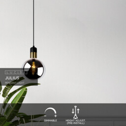 Julius Vintage Pendant Light - Ø 20cm - 1xE27 - Smoke Grey - thumbnail 2
